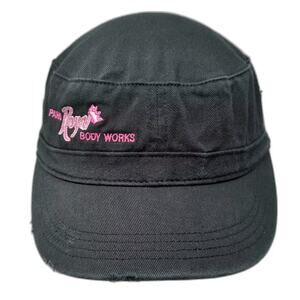 District Threads Army Cap Black Pink OS Embroidered Adjustable Cotton Hat